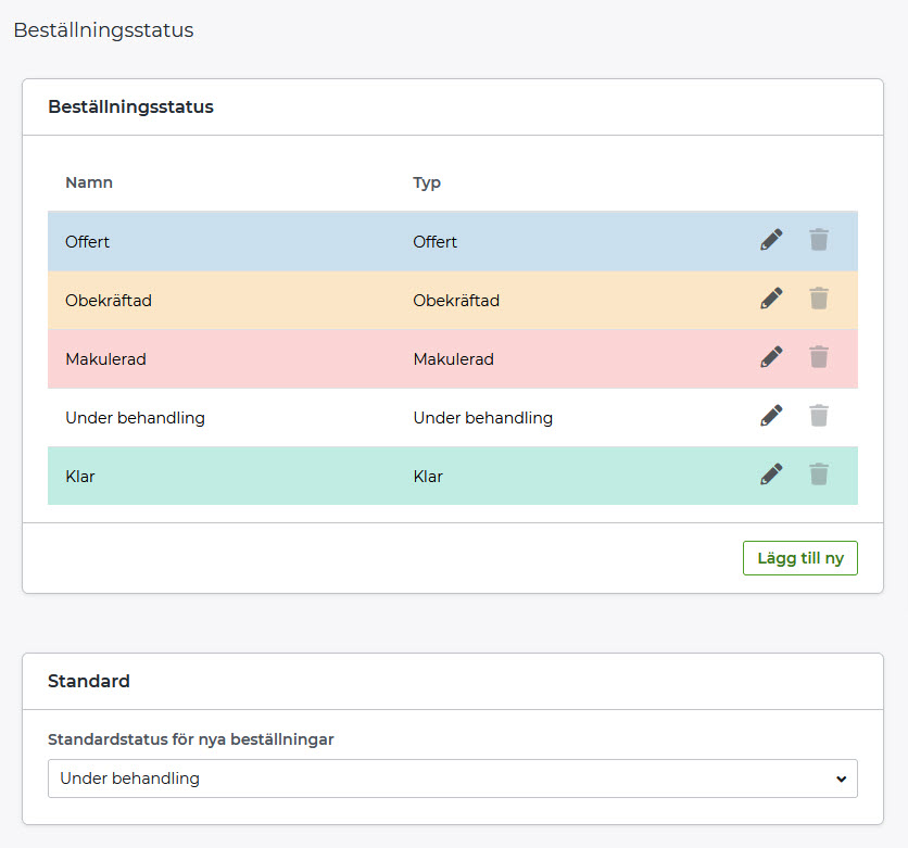 Saisissez le statut de vos commandes