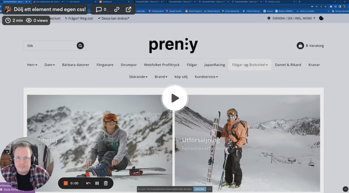 Court métrage : cacher un élément sur une page Abicart avec du css personnalisé